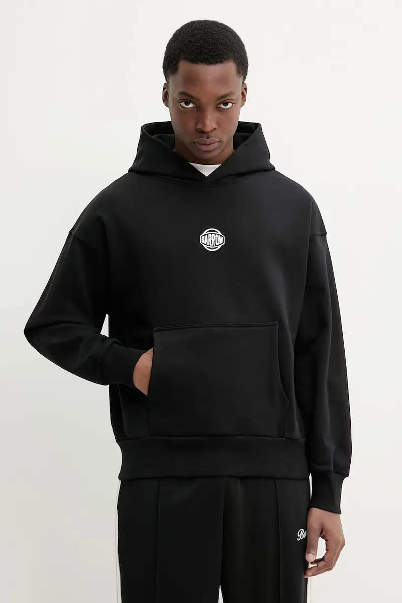 felpa in cotone colore nero con cappuccio S5BWUAHS158 miniatura 2