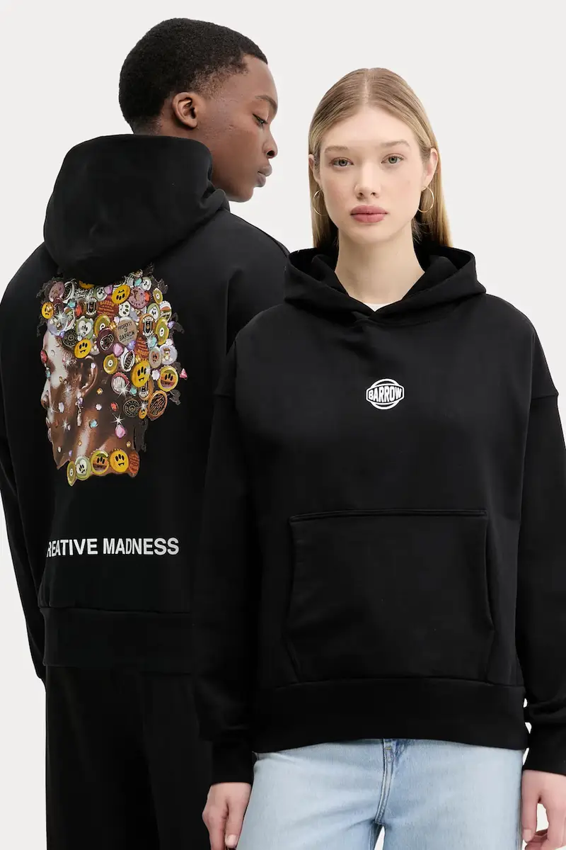 felpa in cotone colore nero con cappuccio S5BWUAHS158