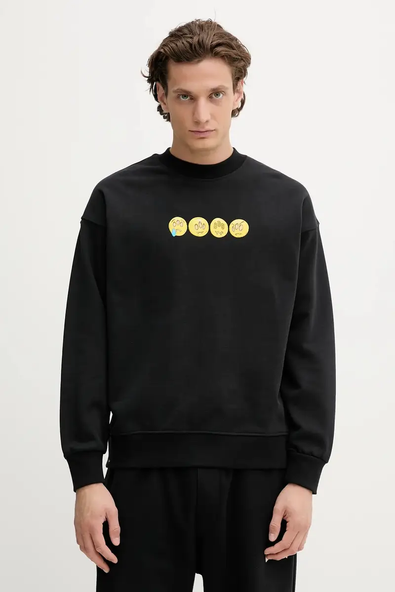 felpa in cotone colore nero F5BWUASW083 miniatura 2