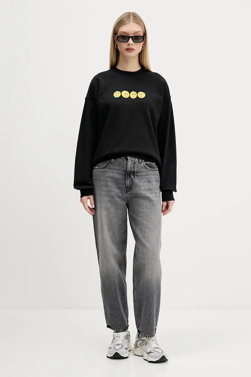 felpa in cotone colore nero F5BWUASW083 miniatura 5