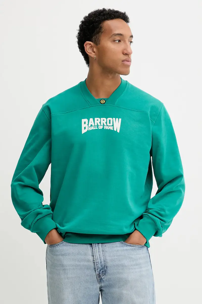 felpa in cotone colore verde con cappuccio F5BWUASW042 miniatura 2