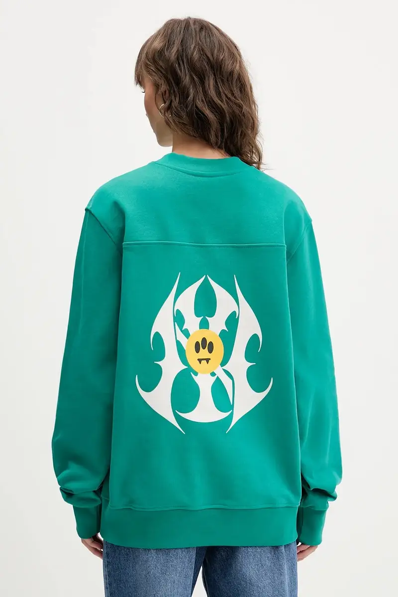 felpa in cotone colore verde con cappuccio F5BWUASW042 miniatura 3