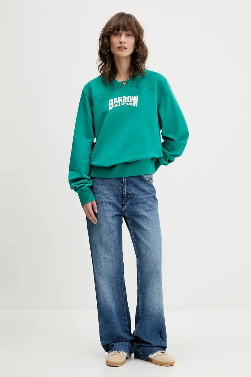 felpa in cotone colore verde con cappuccio F5BWUASW042 miniatura 5