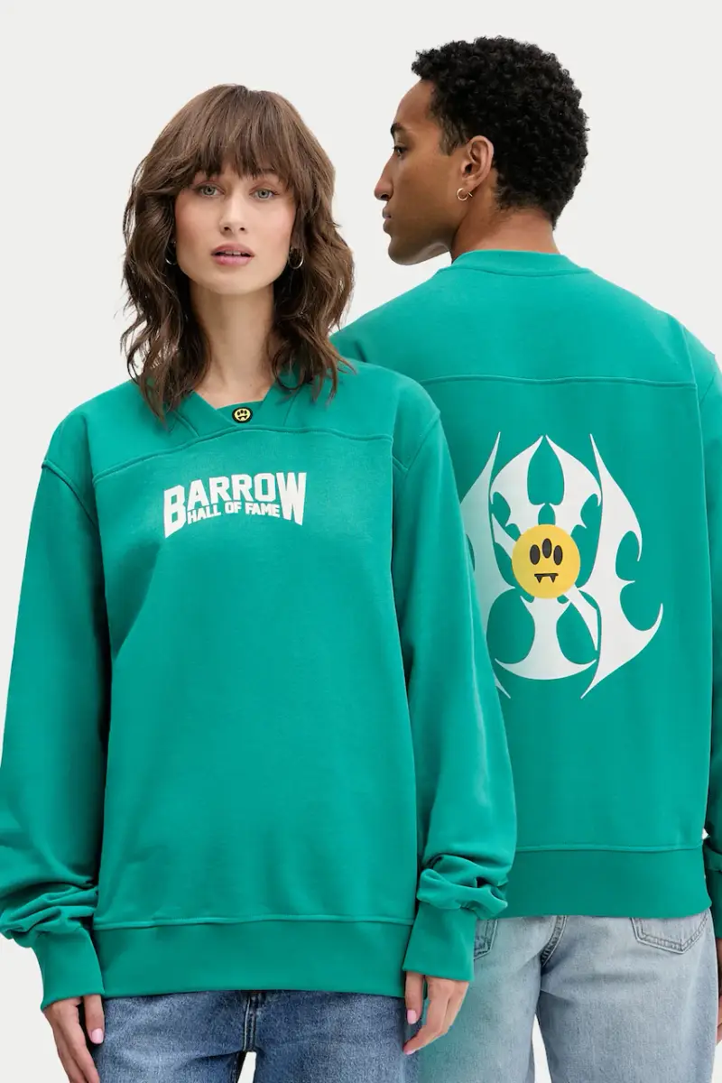 felpa in cotone colore verde con cappuccio F5BWUASW042