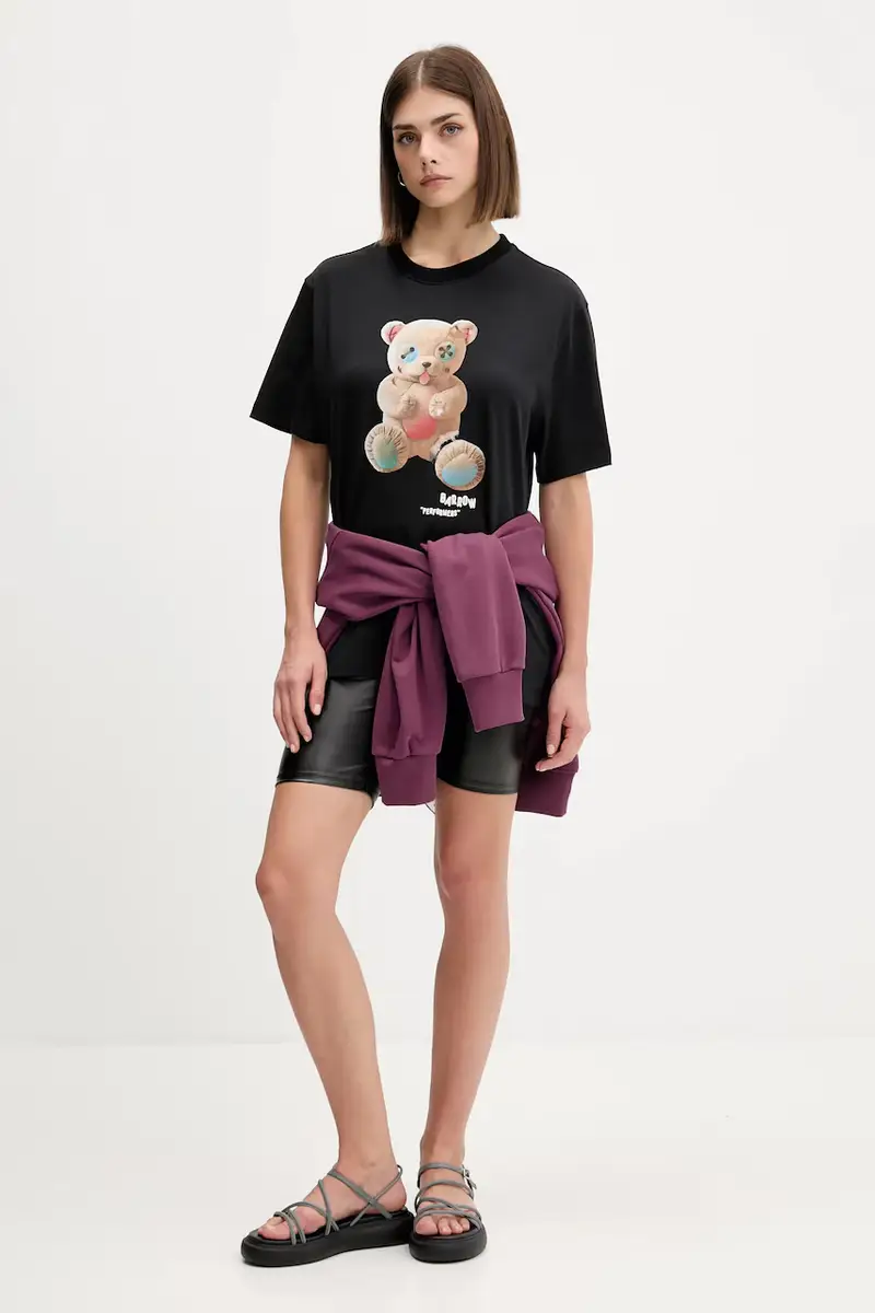 felpa in cotone colore violetto con cappuccio F5BWUAHS058 miniatura 2