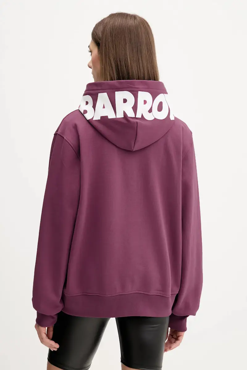 felpa in cotone colore violetto con cappuccio F5BWUAHS058 miniatura 3