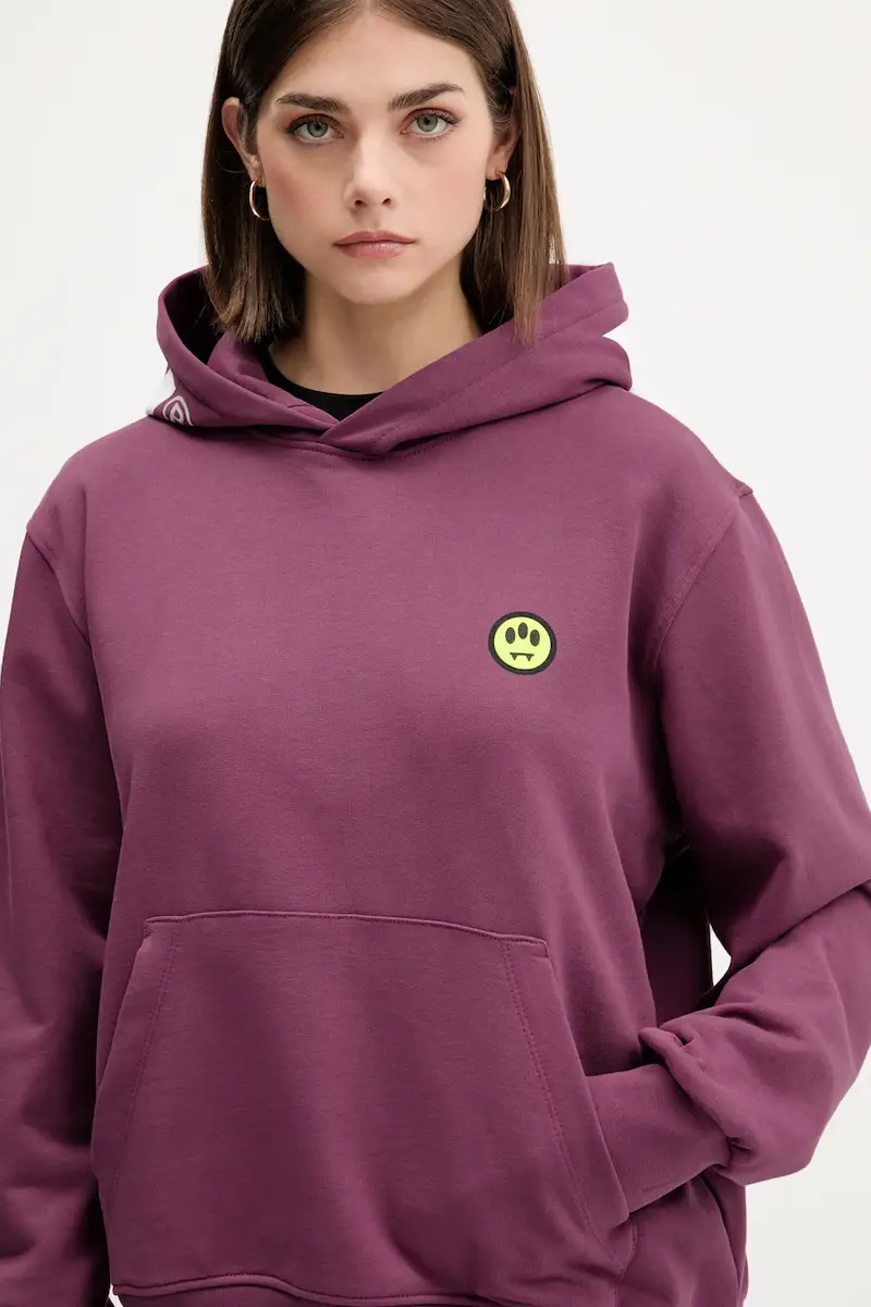 felpa in cotone colore violetto con cappuccio F5BWUAHS058 miniatura 4