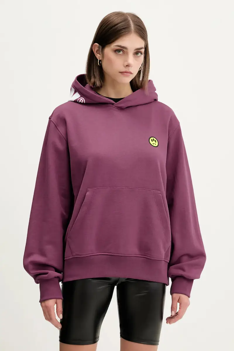 felpa in cotone colore violetto con cappuccio F5BWUAHS058