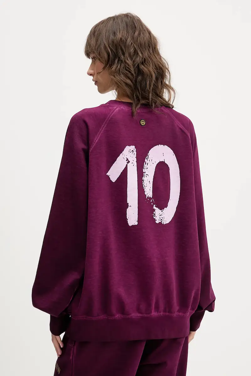 felpa in cotone colore violetto F5BWUASW026 miniatura 3