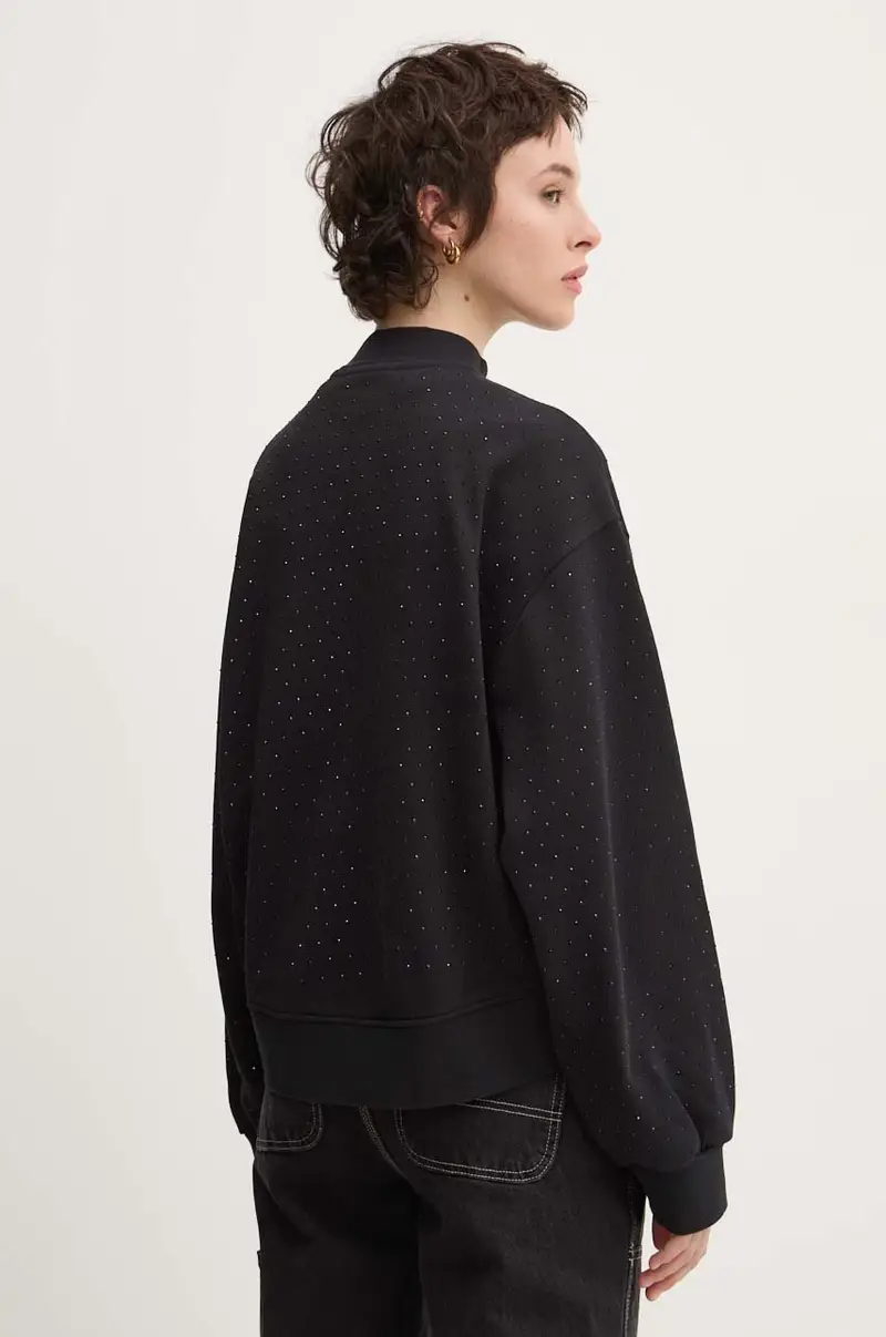 felpa in cotone donna colore nero F4BWWOSW110 miniatura 3