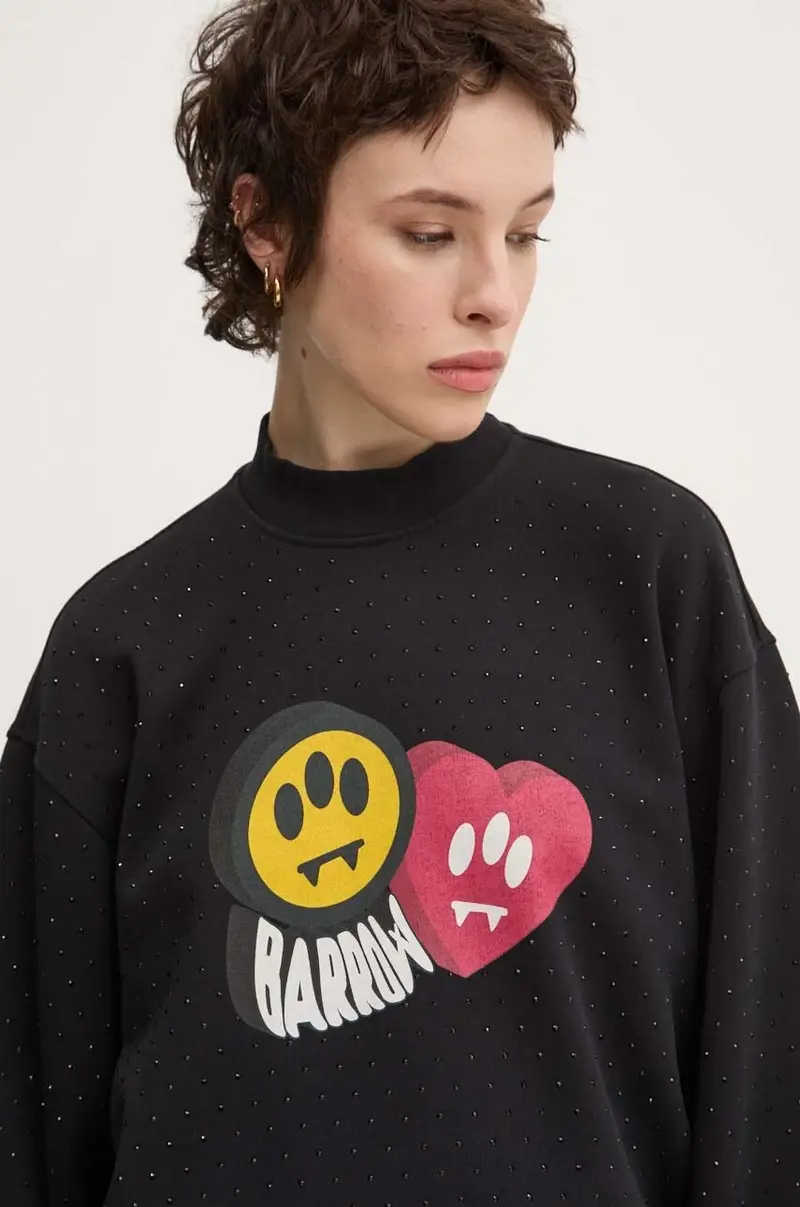 felpa in cotone donna colore nero F4BWWOSW110 miniatura 4