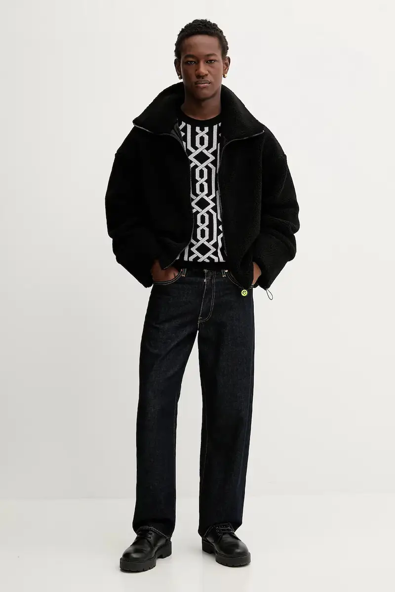 felpa in pile colore nero F5BWWOJK102 miniatura 5