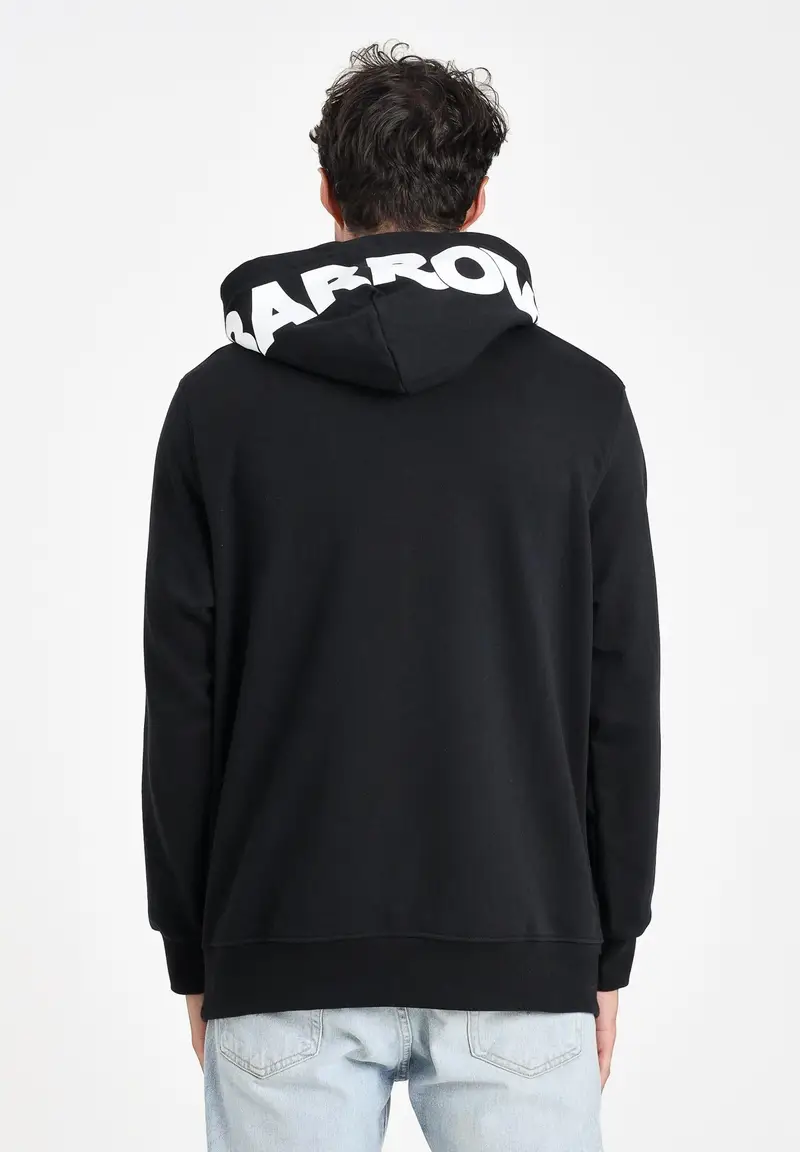 BARROW Felpa nera per uomo e donna con cappuccio logato miniatura 2