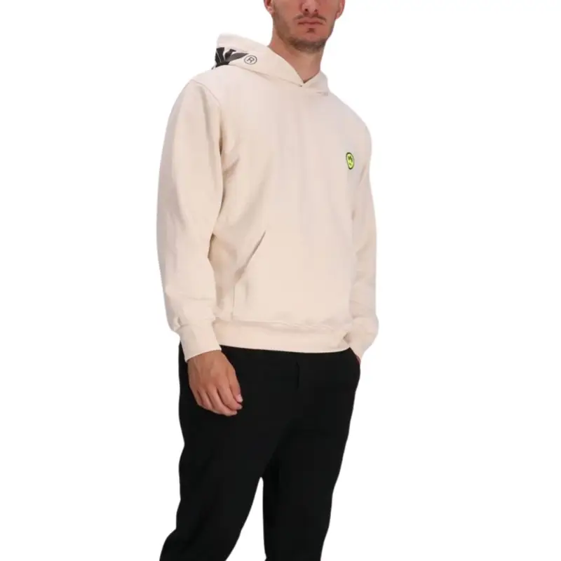 felpa unisex in cotone con maxi logo lettering sul cappuccio bianca