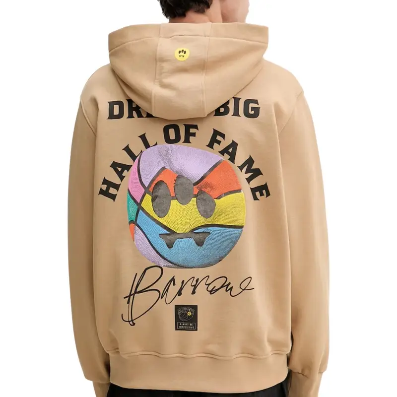 felpa unisex in cotone con maxi stampa a colori sul retro beige miniatura 2