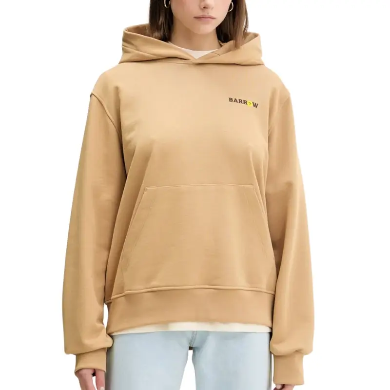 felpa unisex in cotone con maxi stampa a colori sul retro beige miniatura 3