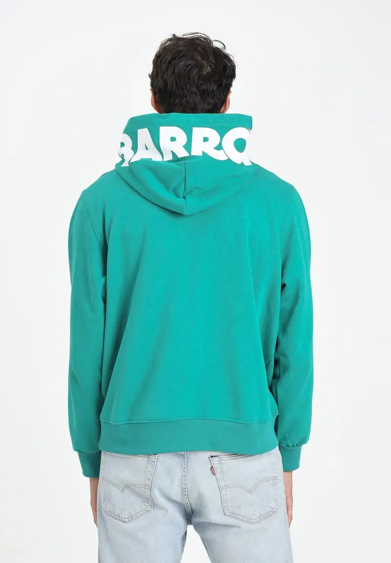 BARROW Felpa verde smeraldo per uomo e donna con cappuccio logato miniatura 2