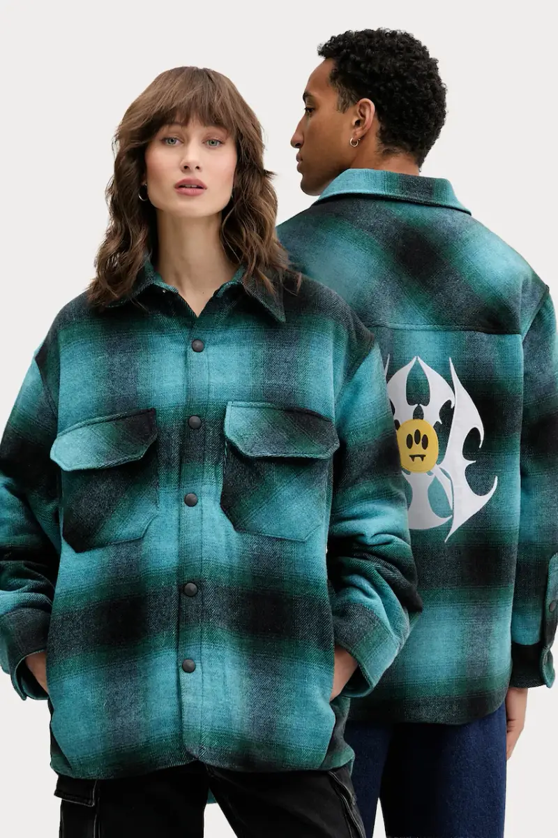 giacca camicia con lana colore turchese F5BWUASI035