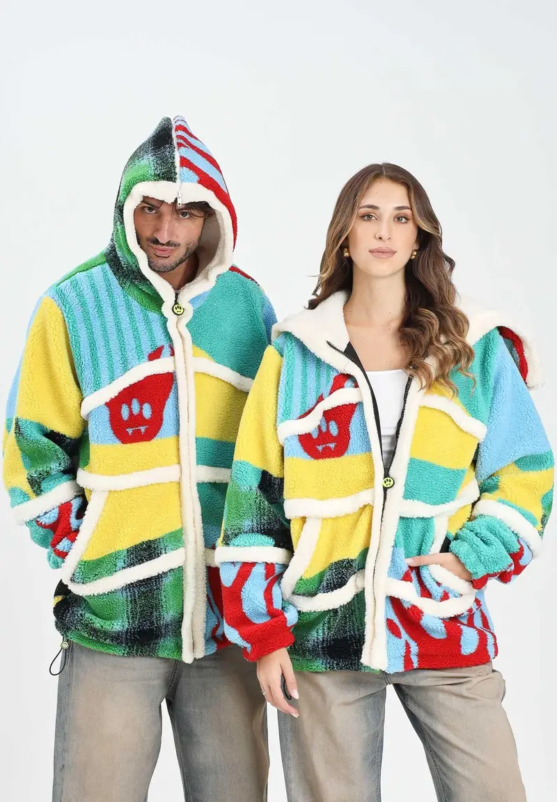 Giubbotto in pile multicolore per uomo e donna miniatura 2