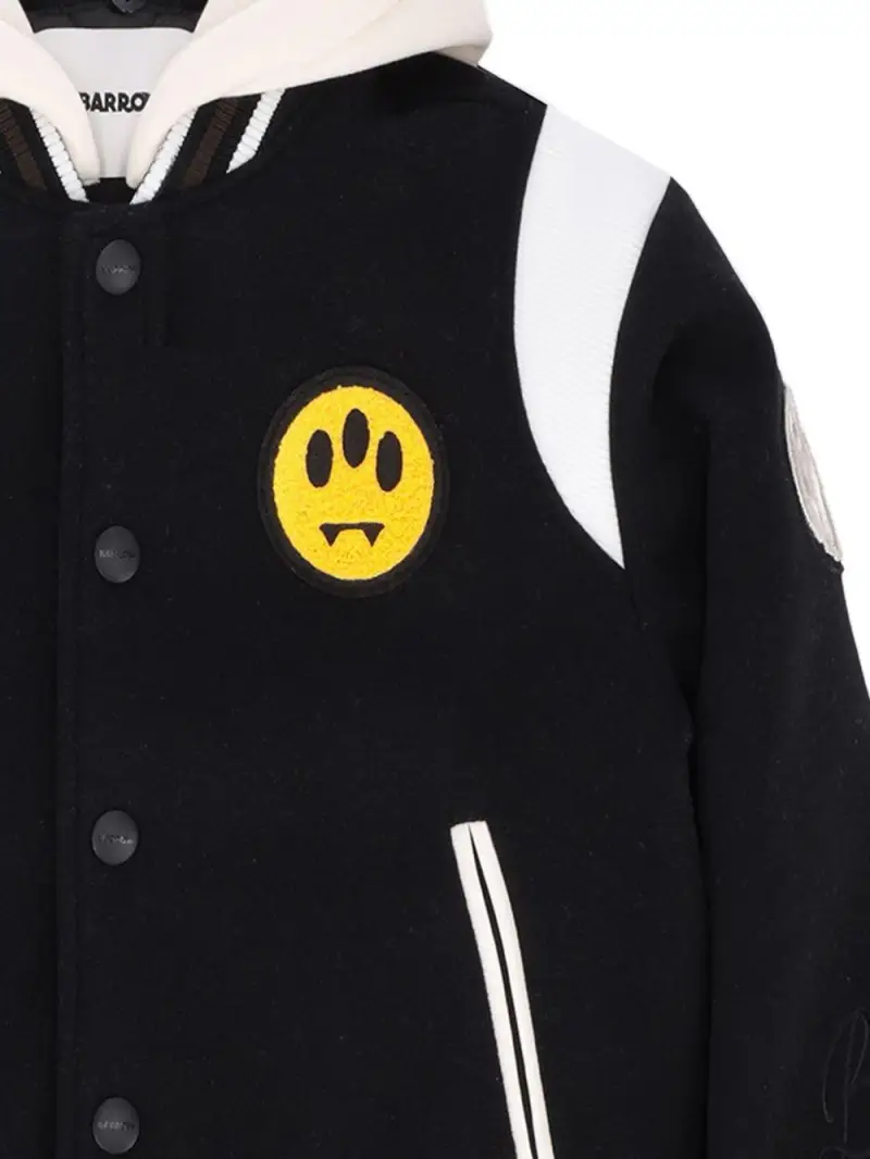 Giacca con Cappuccio e Logo Ricamato Nero miniatura 2