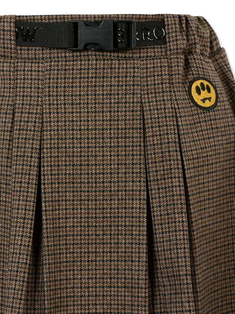 Gonna Plissettata a Quadri con Cintura Regolabile Marrone miniatura 2