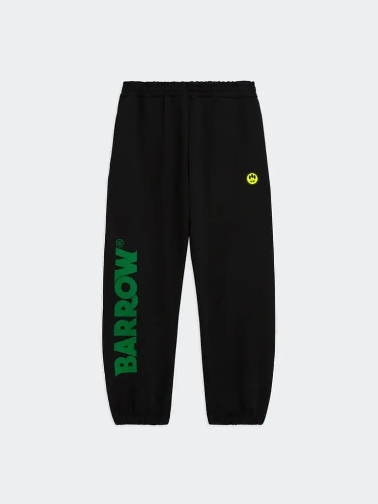 panatlone tuta in cotone nero con smile e logo