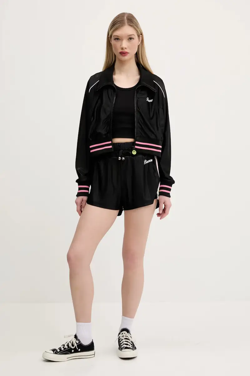 pantaloncini donna colore nero con applicazione S5BWWOSH117 miniatura 2