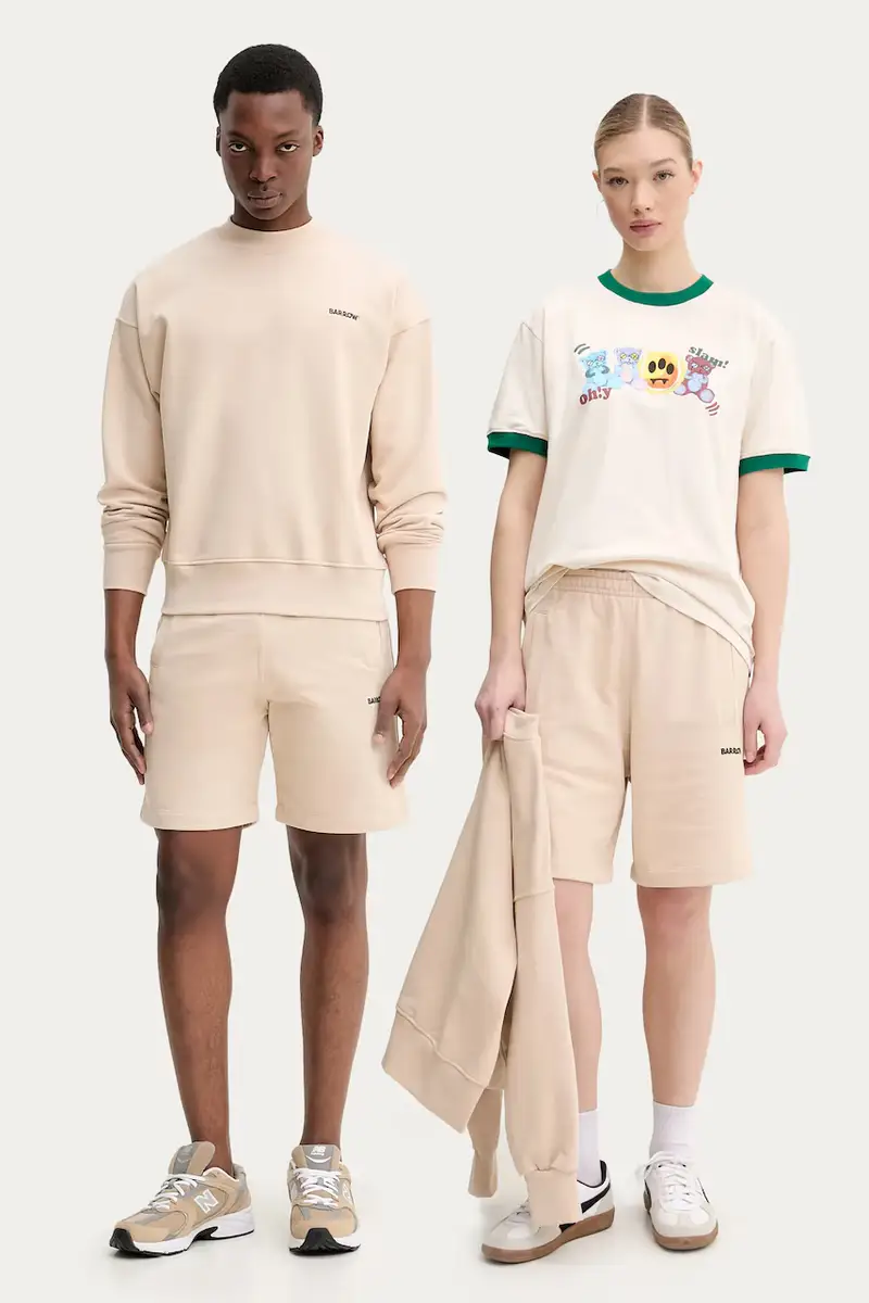 pantaloncini in cotone colore beige S5BWUABE082