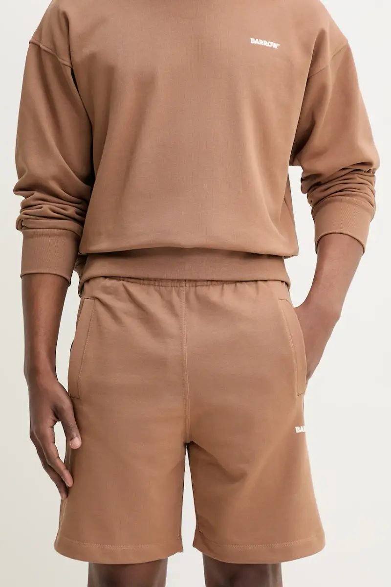 pantaloncini in cotone colore marrone S5BWUABE082 miniatura 2