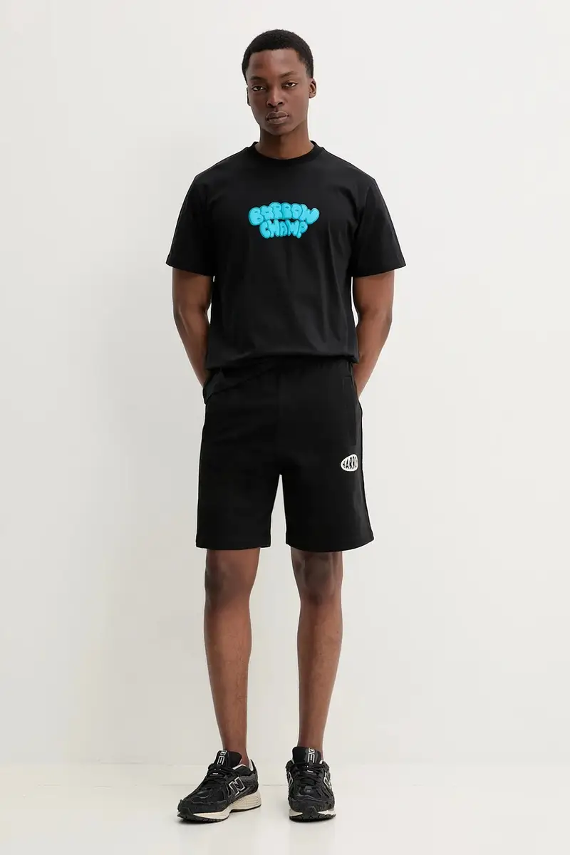 pantaloncini in cotone colore nero S5BWUABE064 miniatura 4