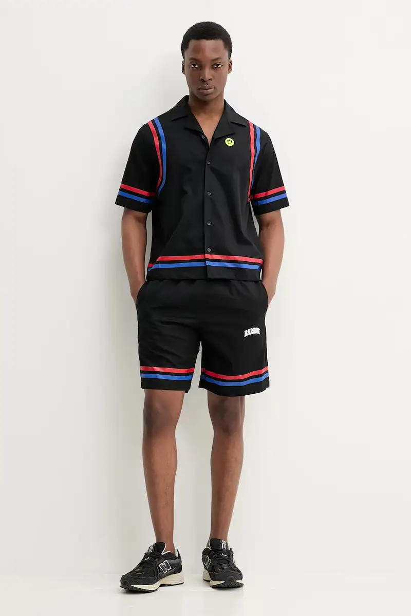 pantaloncini in cotone uomo colore nero S5BWUABE093 miniatura 2