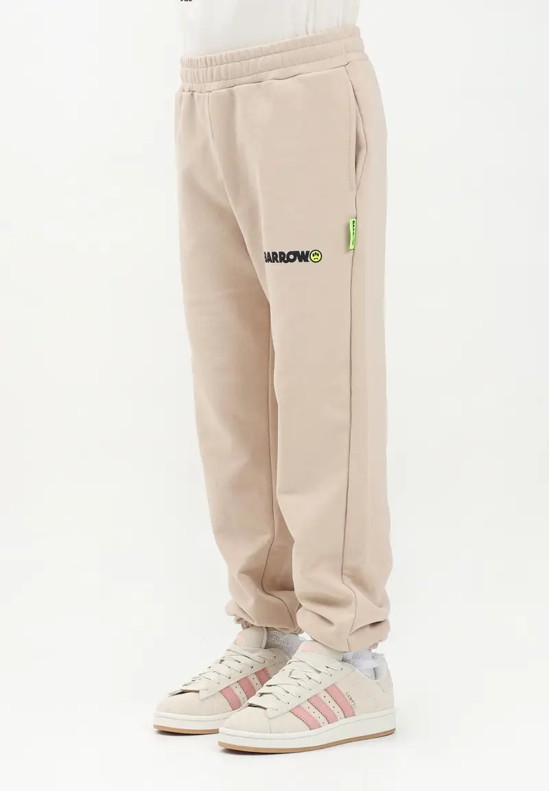 BARROW Pantalone sportivo beige per donna, ragazzi e bambini con stampa logo miniatura 2