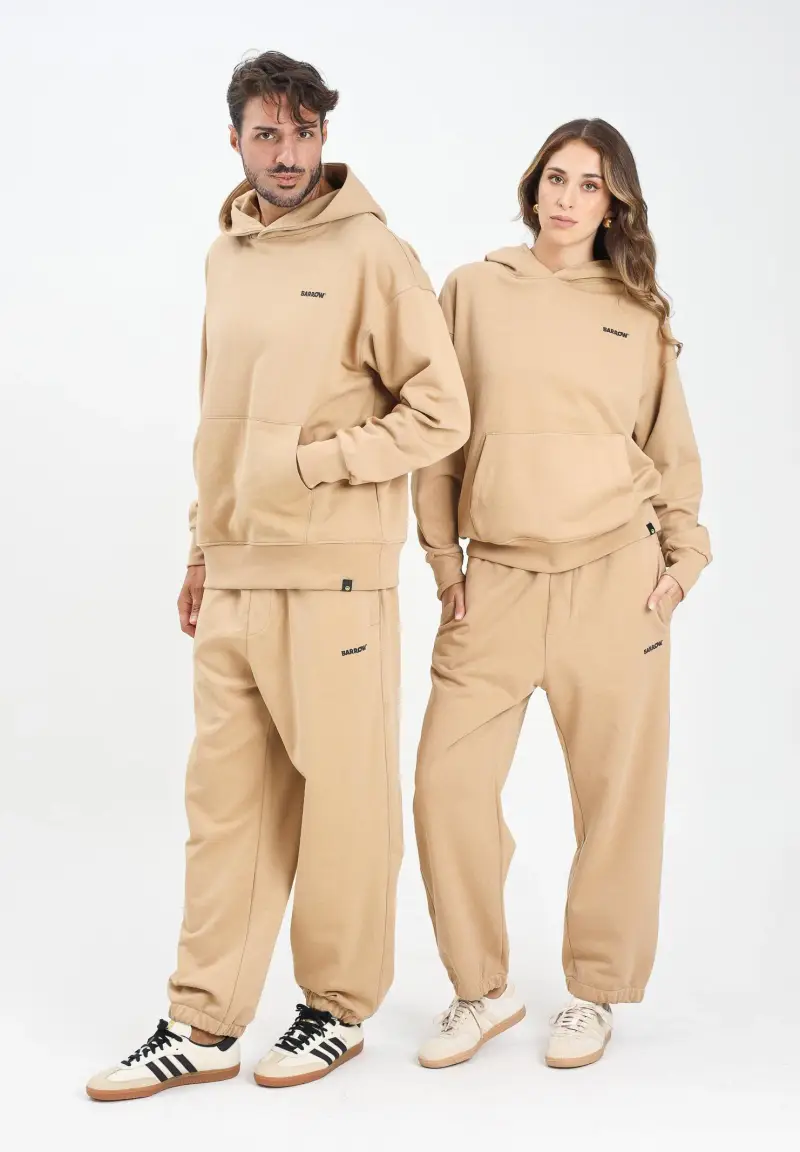 Pantalone sportivo beige per uomo e donna con stampa logo miniatura 2