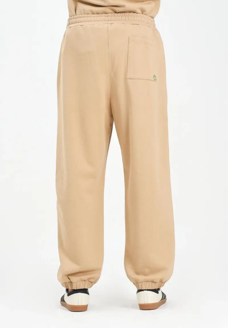 Pantalone sportivo beige per uomo e donna con stampa logo miniatura 3