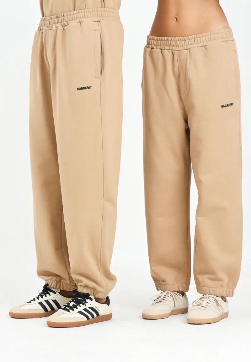 Pantalone sportivo beige per uomo e donna con stampa logo