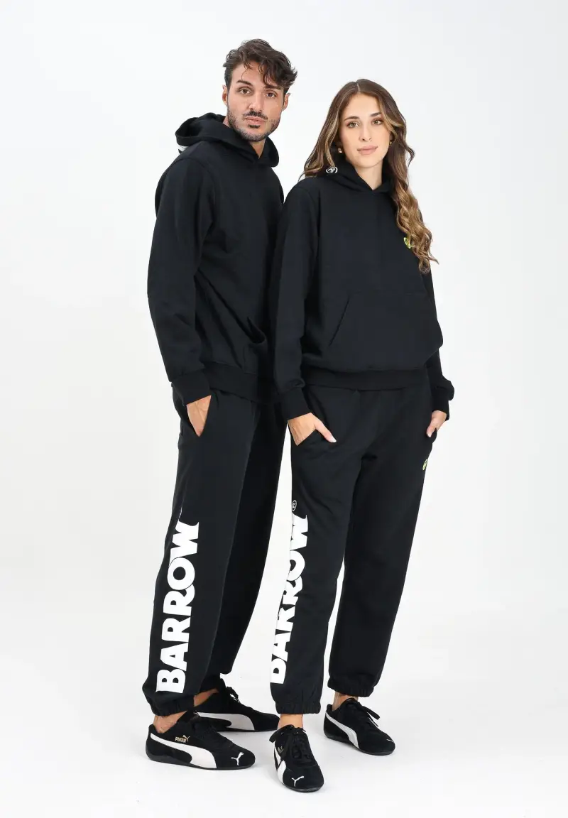 Pantalone sportivo nero per uomo e donna con logo miniatura 2