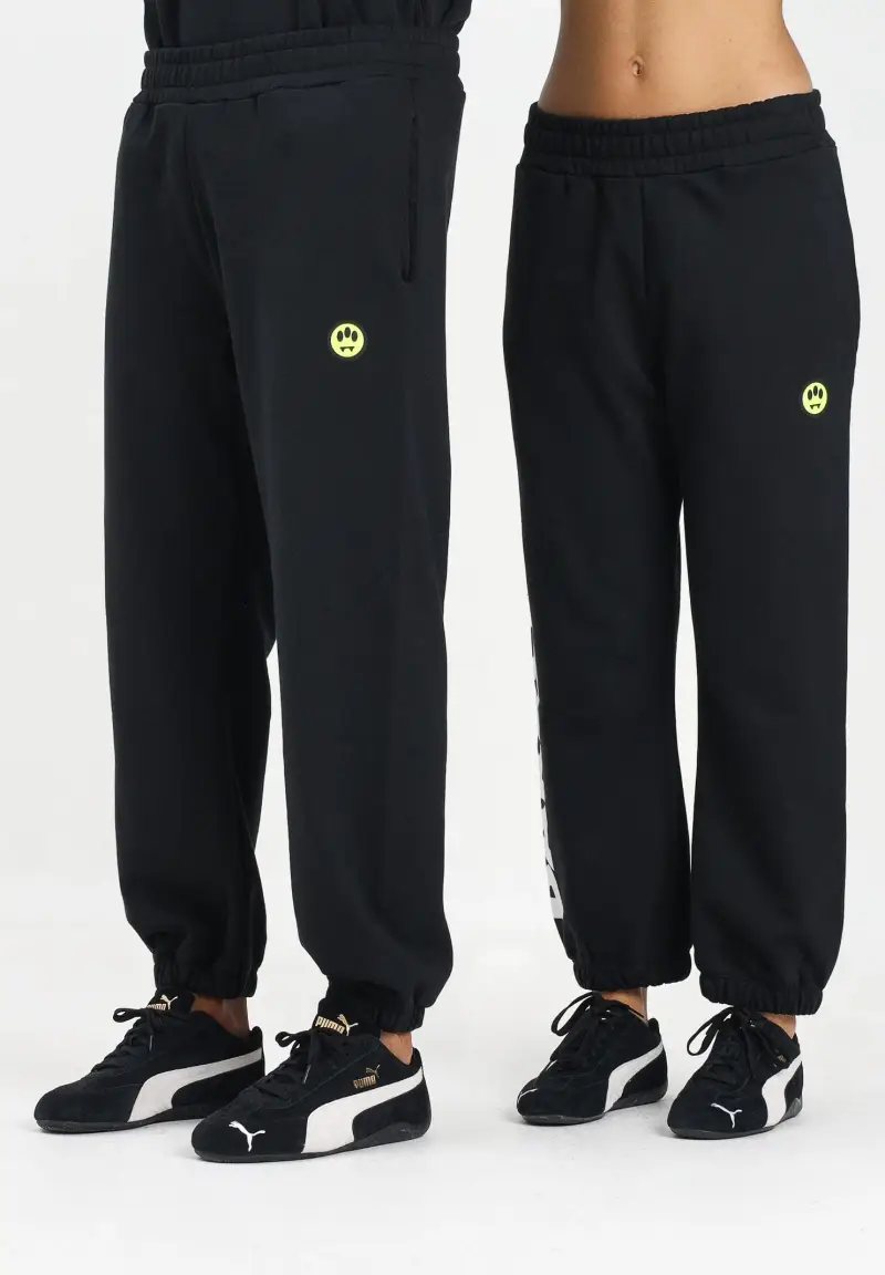Pantalone sportivo nero per uomo e donna con logo