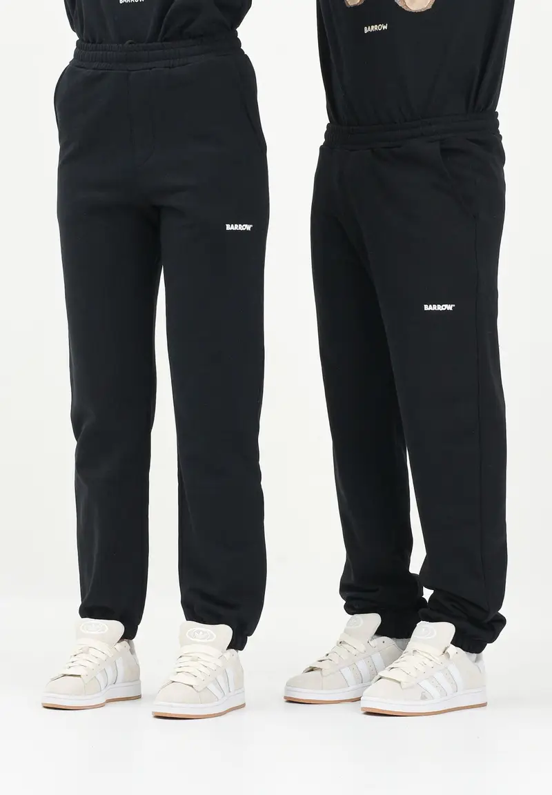BARROW Pantalone sportivo nero per uomo e donna con stampa logo