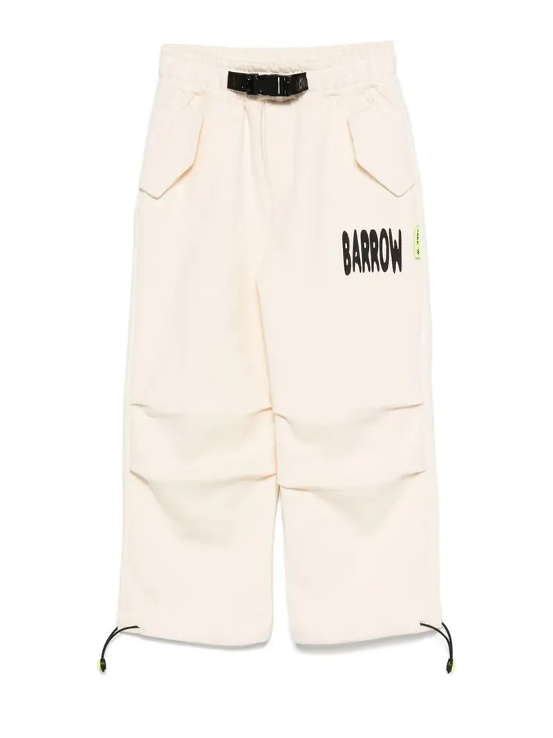 Pantaloni Con Logo Crema