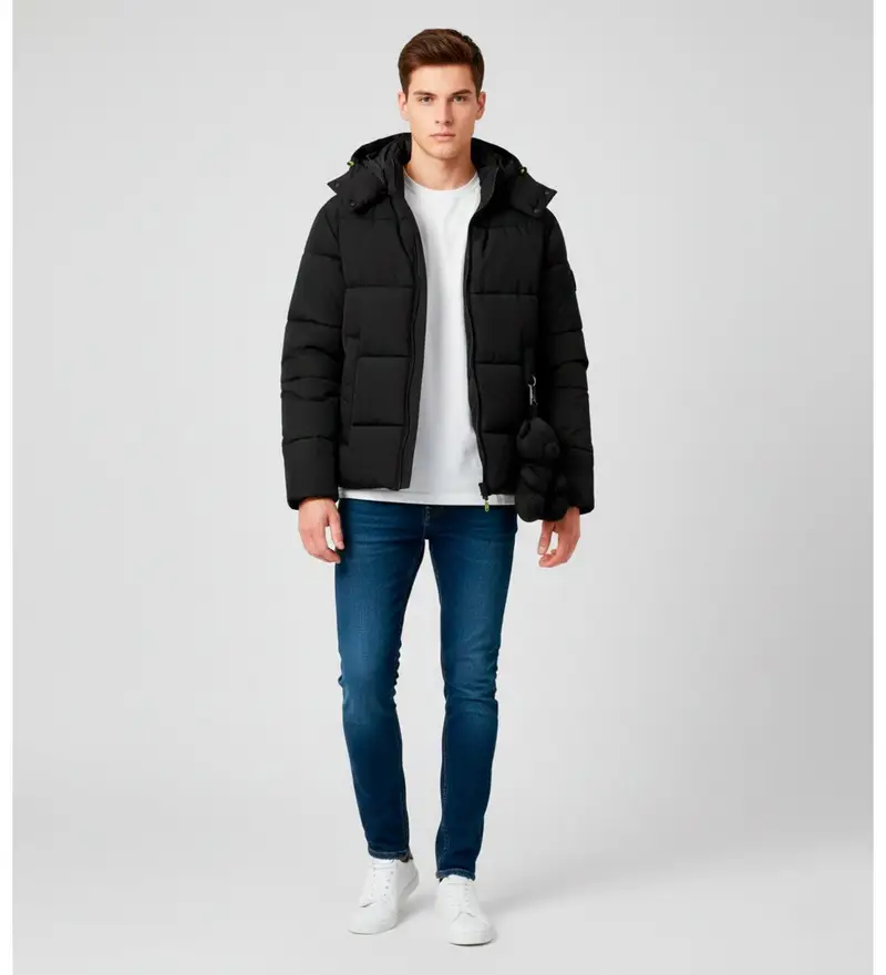 per uomo F5BWUAPF014 Cappotto nero in piuma (L), Casual, Poliestere