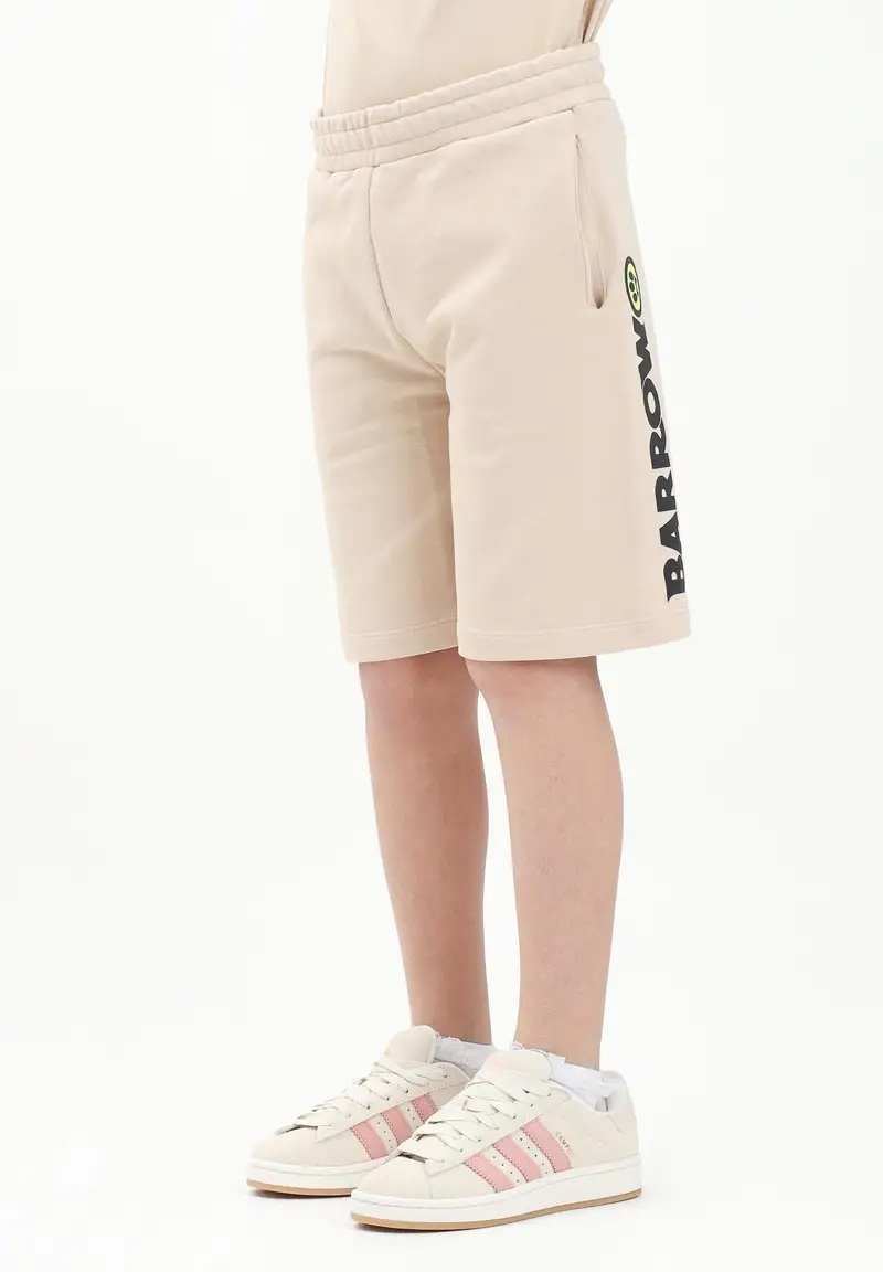 BARROW Shorts sportivo beige per donna, ragazzi e bambini con stampa logo miniatura 3
