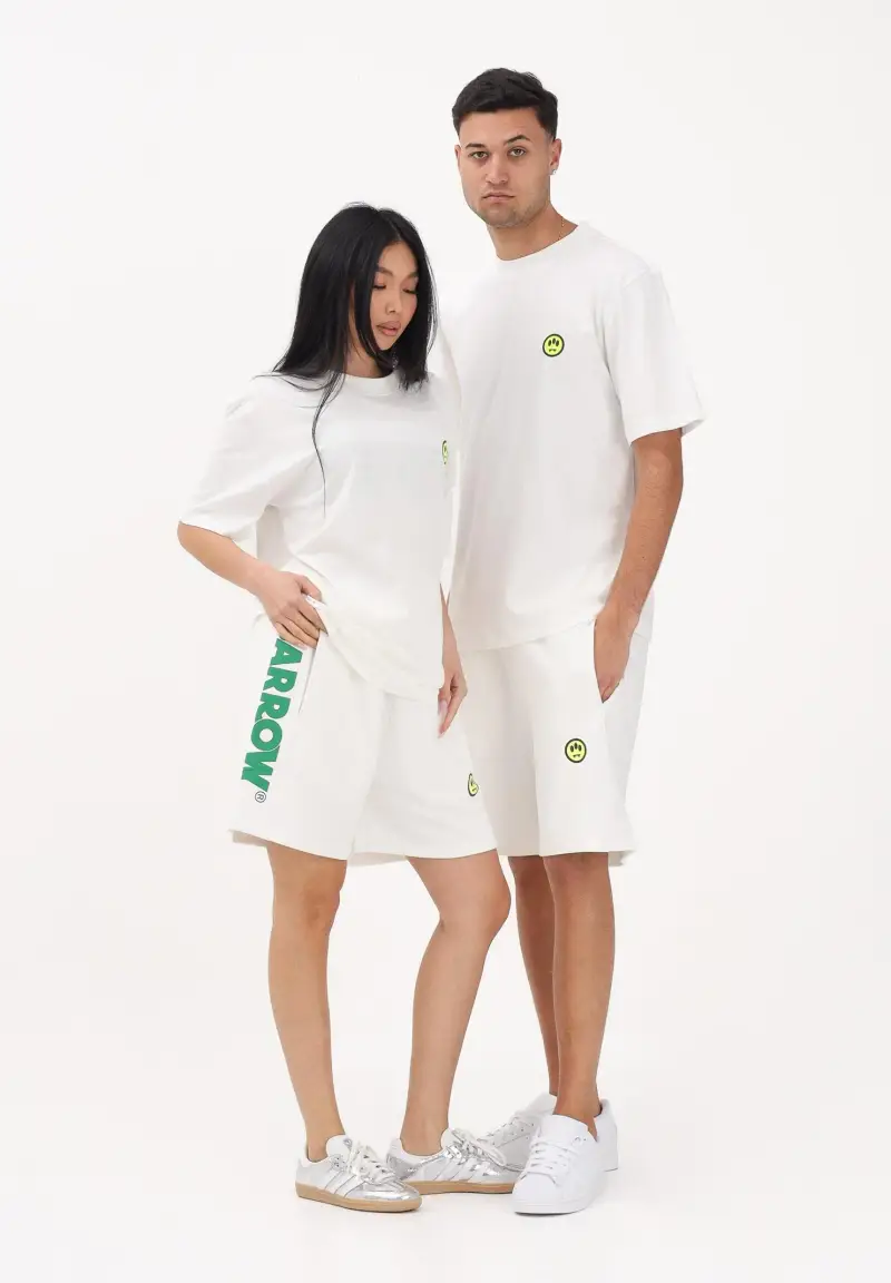 Shorts sportivo bianco per uomo e donna con stampa logo miniatura 2