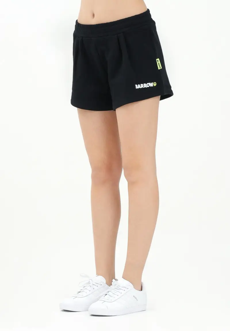 Shorts sportivo nero per donna e bambina con stampa logo