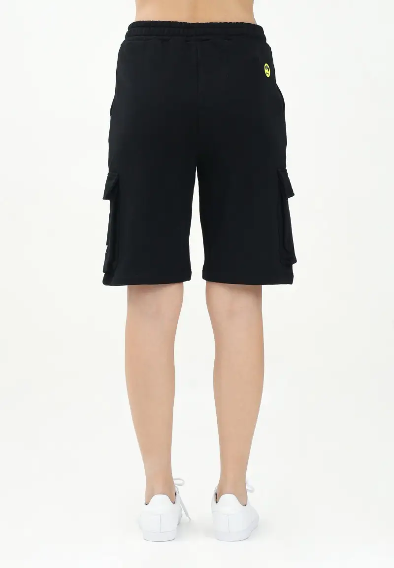 Shorts sportivo nero per donna, ragazzi e bambini con stampa logo miniatura 3