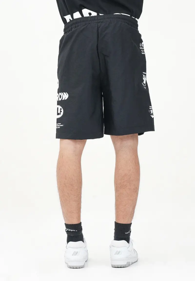 BARROW Shorts sportivo nero per uomo e donna con stampa miniatura 2
