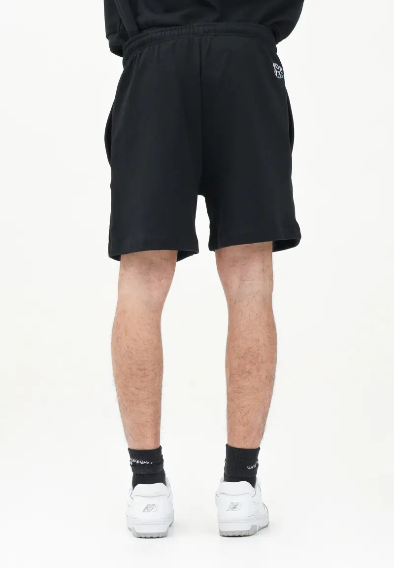 Shorts sportivo nero per uomo e donna con stampa logo miniatura 3