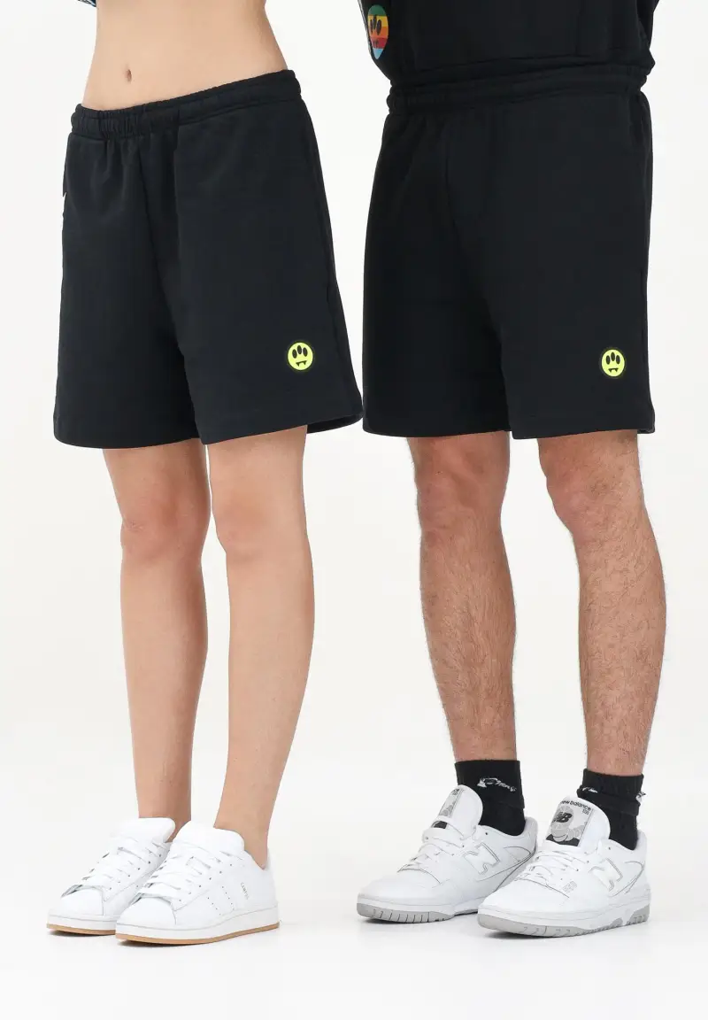 Shorts sportivo nero per uomo e donna con stampa logo