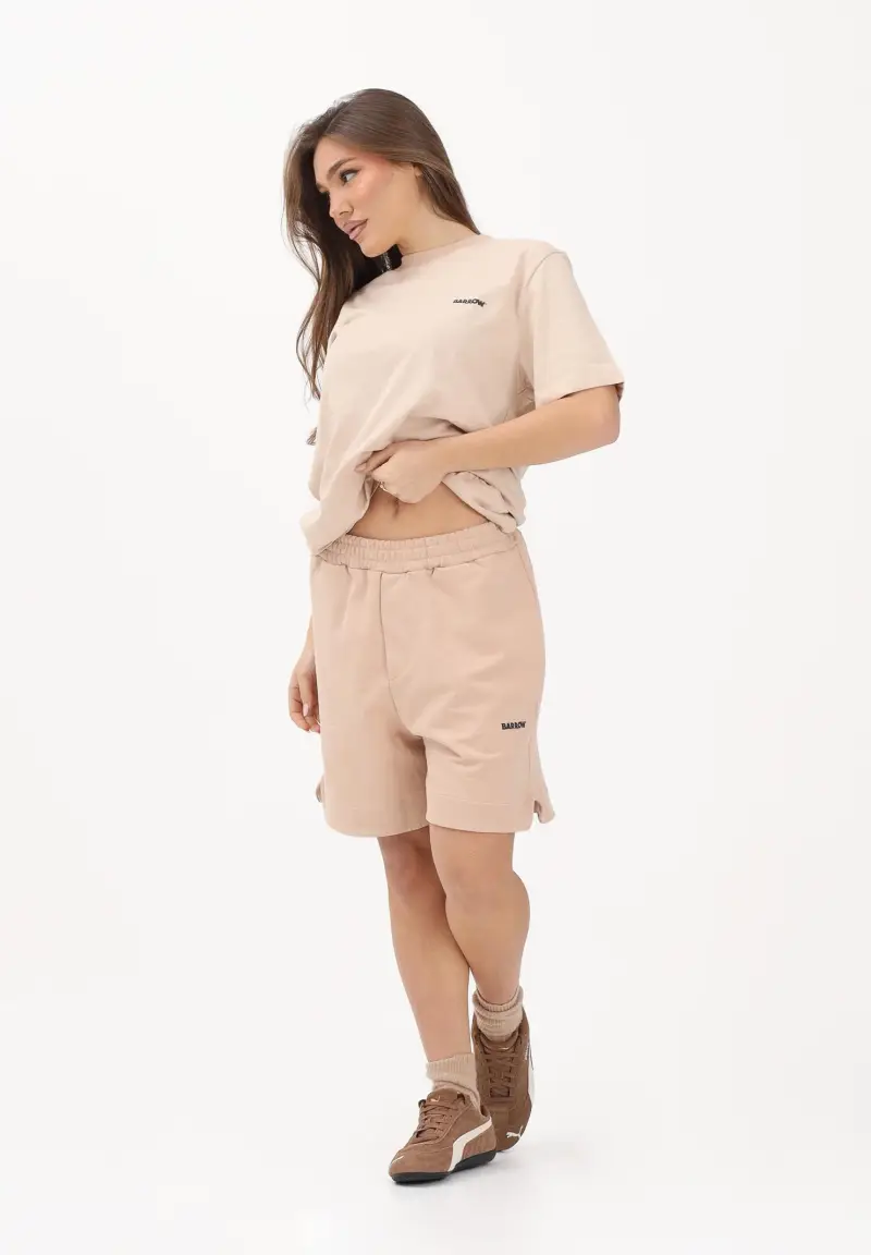 Shorts sportivo sabbia per uomo e donna con logo miniatura 3