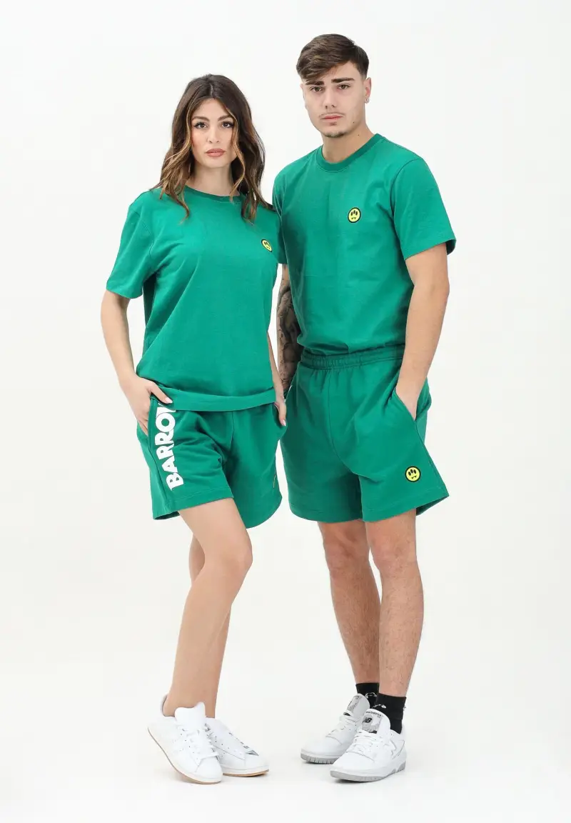 Shorts sportivo verde per uomo e donna con stampa logo miniatura 2