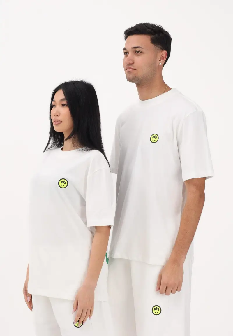 T-shirt a manica corta bianca per uomo e donna con stampa logo